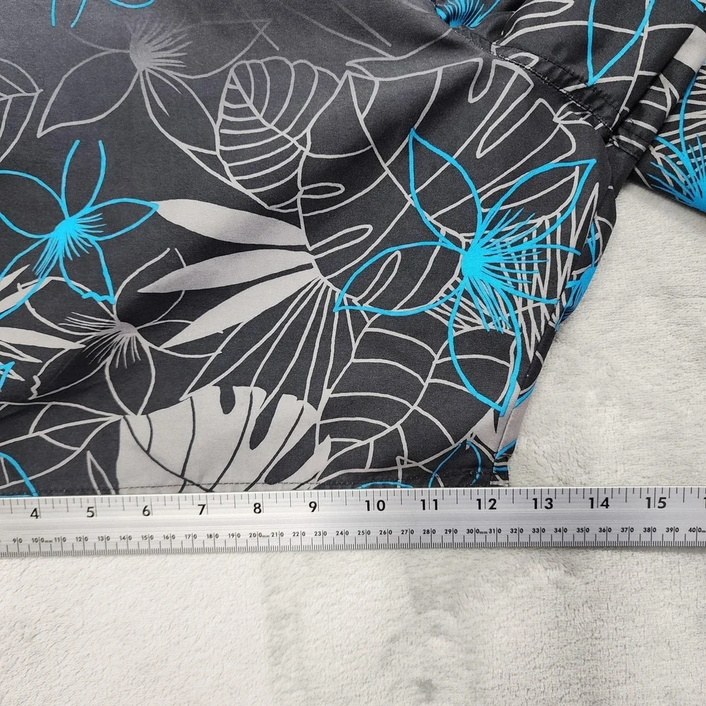 Islander Swim Trunks Mens M Gray Blue Floral‎ Lined Elastic Waist Beach Summer